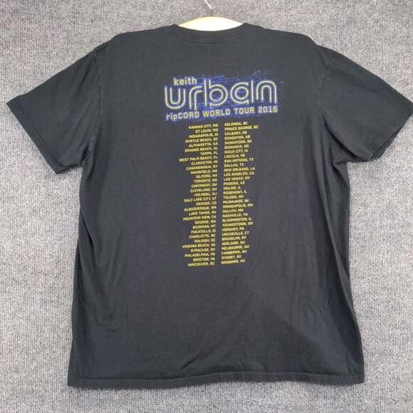 Keith Urban Men's ripCORD World Tour 2016 T-Shirt Black L Crew Neck Short Sleeve - Picture 6 of 12